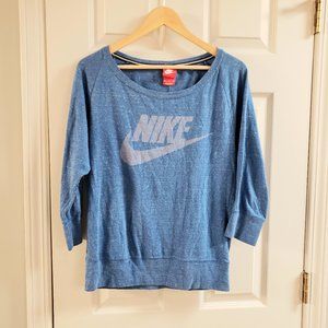 Nike blue athletic top 3/4 length sleeves Medium